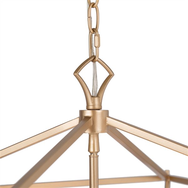 LNC Tabla 4-Light Matte Gold and White Modern/Contemporary Cage Chandelier