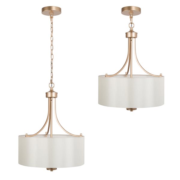 LNC Trend 4-Light Gold and White Fabric Drum Modern/Contemporary Chandelier