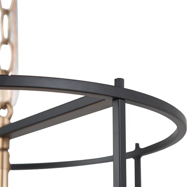 LNC Mania 3-Light Matte Black and Gold Lantern Modern/Contemporary Cage Chandelier