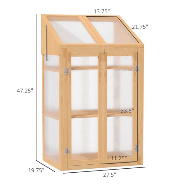 Outsunny 2.3-ft L x 1.6-ft W x 3.9-ft H Wood Lean-To Greenhouse