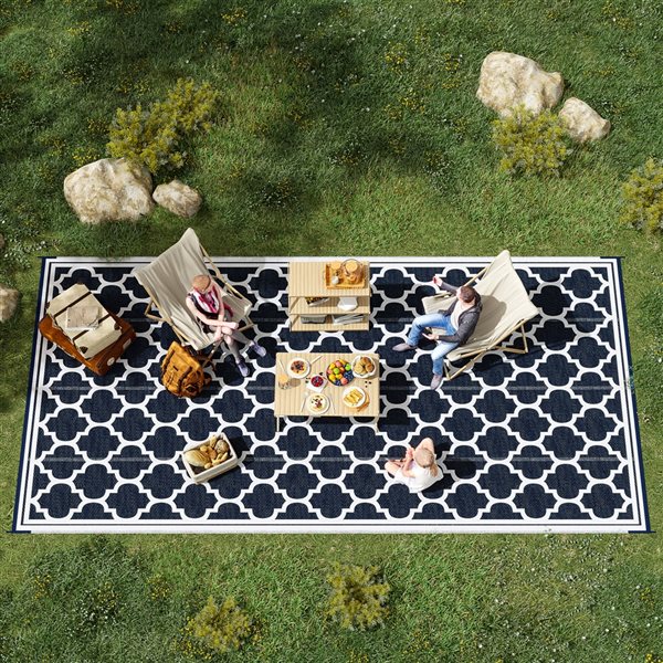 Outsunny 9-ft x 18-ft Blue Rectangular Indoor/Outdoor Area Rug