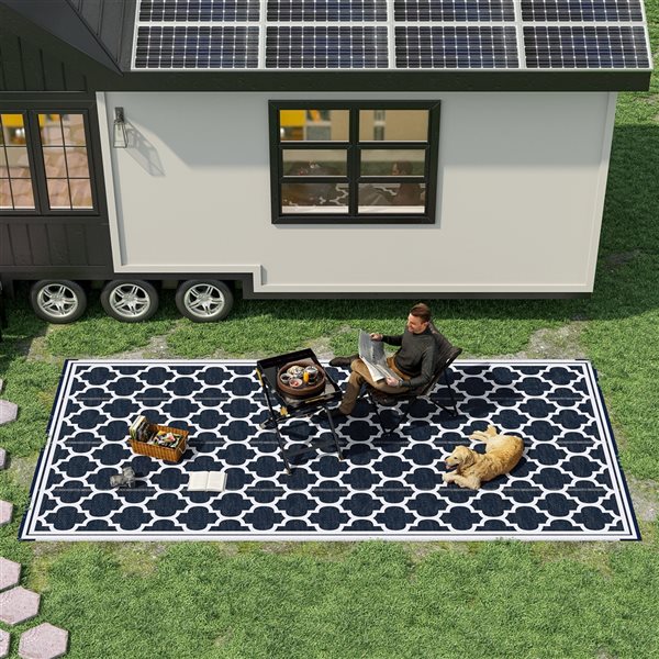Outsunny 9-ft x 18-ft Blue Rectangular Indoor/Outdoor Area Rug