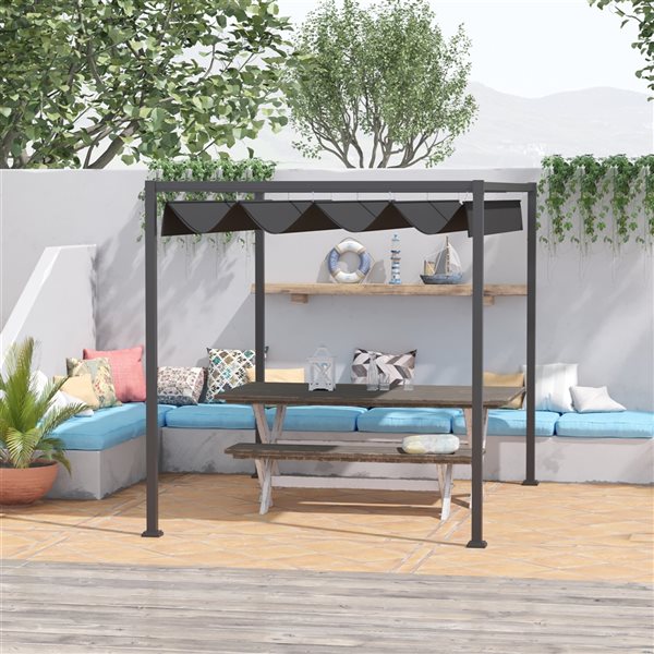 Outsunny 84-in W x 120-in L x 88-in H Dark Gray Metal Freestanding Pergola - Canopy Included