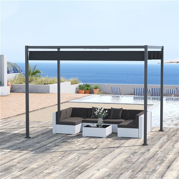 Outsunny 84-in W x 120-in L x 88-in H Dark Gray Metal Freestanding Pergola - Canopy Included