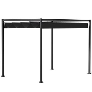 Outsunny 84-in W x 120-in L x 88-in H Black Metal Freestanding Pergola - Canopy Included