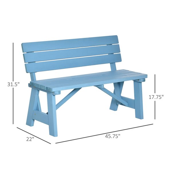 Outsunny 45.75-in W x 31.5-in H Blue Garden Bench