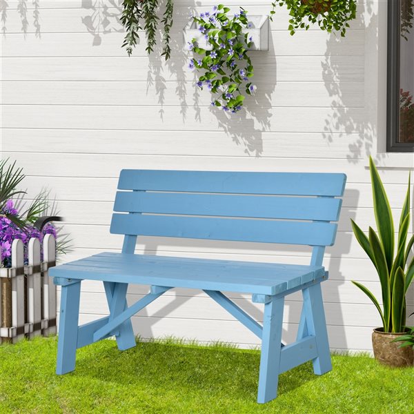 Outsunny 45.75-in W x 31.5-in H Blue Garden Bench