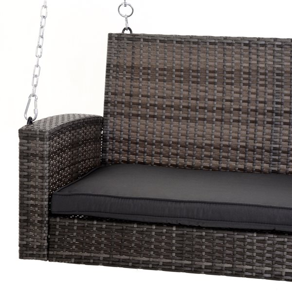 Outsunny 2-Person Grey Rattan Outdoor Swing with Steel Frame