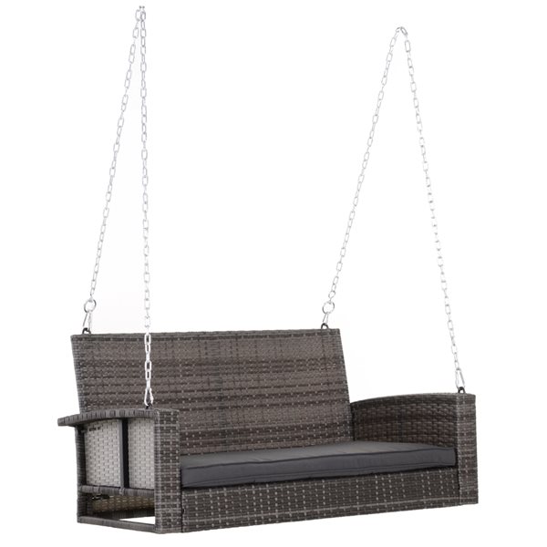 Outsunny 2-Person Grey Rattan Outdoor Swing with Steel Frame