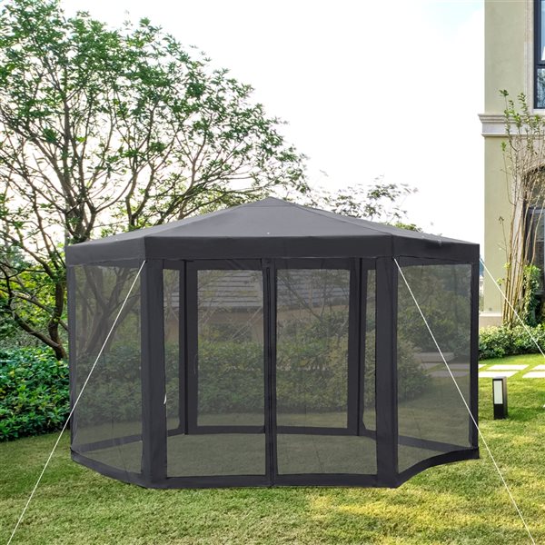 Outsunny 13-ft L Hexagon Dark Grey Standard Canopy