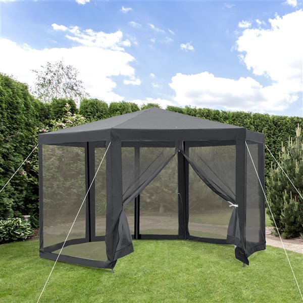 Outsunny 13-ft L Hexagon Dark Grey Standard Canopy