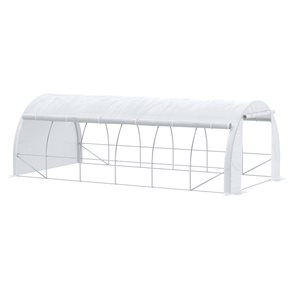 Outsunny White 19.6-ft L x 9.9-ft W x 6.6-ft H Tunnel Greenhouse