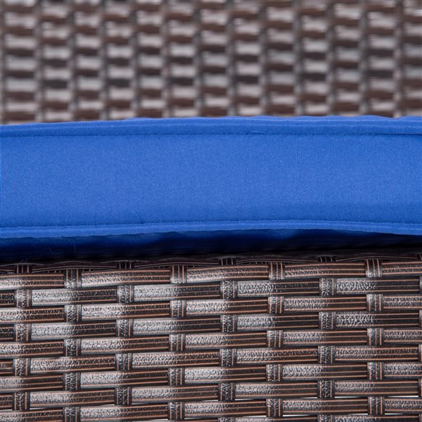 Outsunny 2-Person Dark Blue Rattan Outdoor Swing with Steel Frame