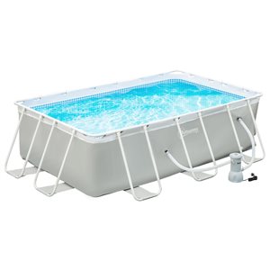 Outsunny Grey 11.15-ft x 7.06-ft x 31.5-in Rectangle Above-Ground Pool
