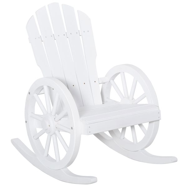Outsunny White Wood Adirondack Rocking Chair with Slat Seat 84B-126WT ...