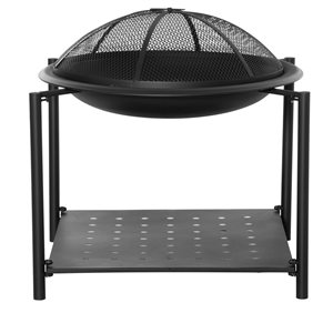 Outsunny 29.25-in W Black Steel Wood-Burning Fire Pit