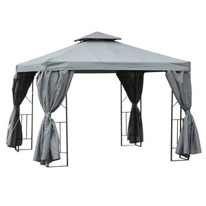 Outsunny 10-ft x 10-ft Dark Grey Metal Square Semi-Permanent Gazebo with Polyester Roof