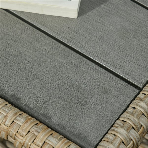 Outsunny Brown Resin Wicker Patio Conversation Set with Khaki Cushions - 3-Piece