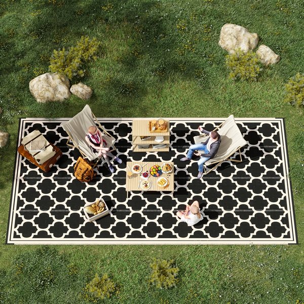 Outsunny 9-ft x 18-ft Black Rectangular Indoor/Outdoor Area Rug