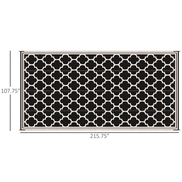 Outsunny 9-ft x 18-ft Black Rectangular Indoor/Outdoor Area Rug