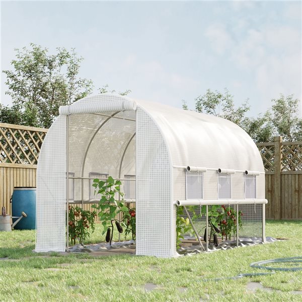 Outsunny White 9.7-ft L x 6.6-ft W x 6.6-ft H Tunnel Greenhouse
