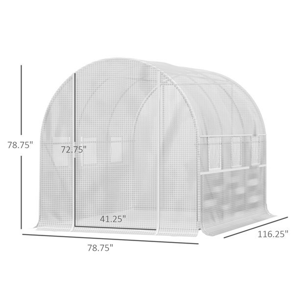 Outsunny White 9.7-ft L x 6.6-ft W x 6.6-ft H Tunnel Greenhouse