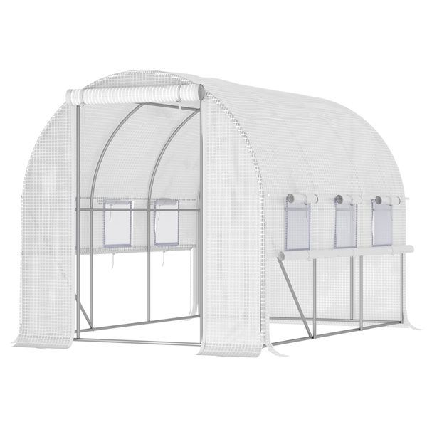 Outsunny White 9.7-ft L x 6.6-ft W x 6.6-ft H Tunnel Greenhouse