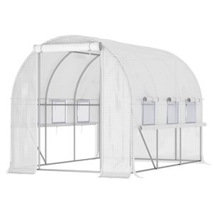 Outsunny White 9.7-ft L x 6.6-ft W x 6.6-ft H Tunnel Greenhouse