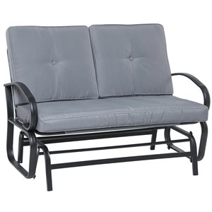 Outsunny 2-Person Steel Outdoor Glider with Grey Cushions