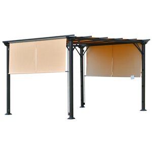 Outsunny 120-in W x 144-in L x 86-in H Beige Metal Freestanding Pergola - Canopy Included