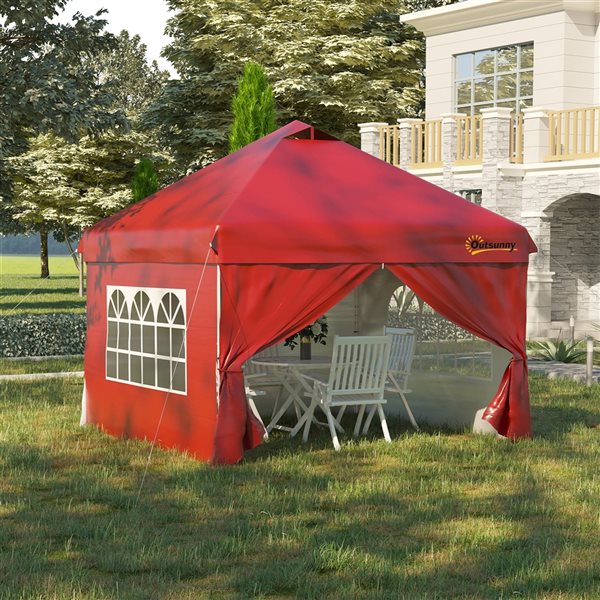 Outsunny 9.8-ft L Square Red Pop-Up Canopy