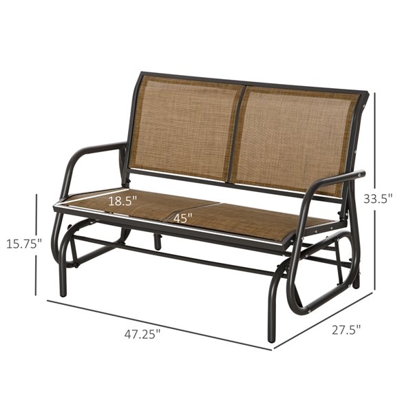 Outsunny 2-Person Brown Steel Outdoor Glider