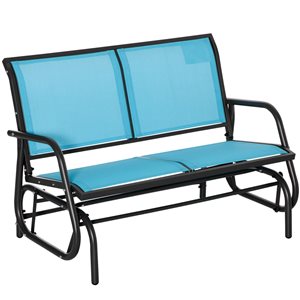 Outsunny 2-Person Blue Steel Outdoor Glider
