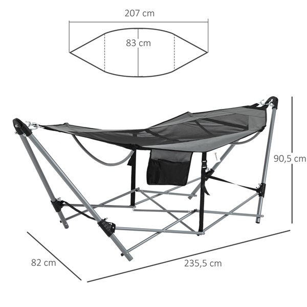 Outsunny Grey Fabric Hammock - Stand Included
