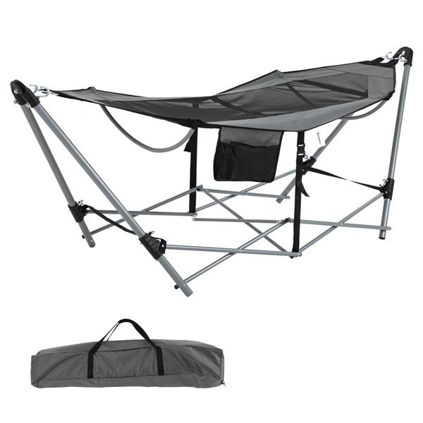 Outsunny Grey Fabric Hammock - Stand Included