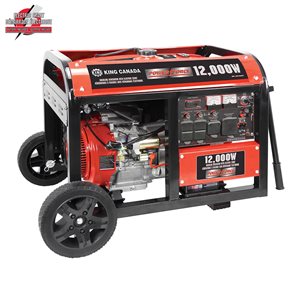 King Canada Power Force 12,000 W Gasoline Generator with Electric Start and Wheel Kit