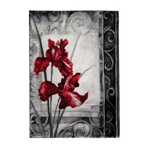 Homedora New Jersey 5-ft x 7-ft Floral Red/Black Rectangular Modern Area Rug