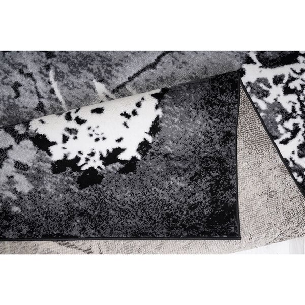Homedora New Jersey 2-ft x 7-ft Abstract Black/Beige Rectangular Modern Runner