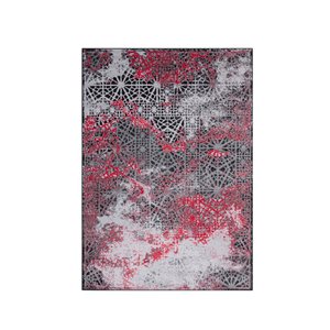 Homedora New Jersey 5-ft x 7-ft Abstract Grey/Red Rectangular Modern Area Rug