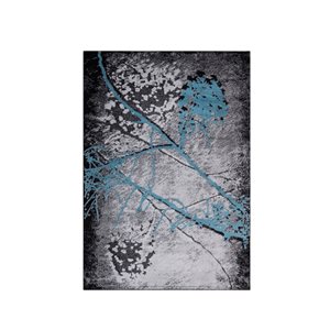 Homedora New Jersey 2-ft x 7-ft Abstract Blue/Black Rectangular Modern Runner