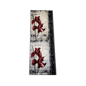Homedora New Jersey 2-ft x 7-ft Floral Red/Black Rectangular Modern Runner