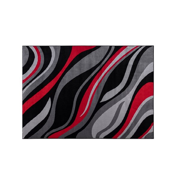 Homedora New Jersey 2-ft x 7-ft Abstract Black/Red Rectangular Modern Runner