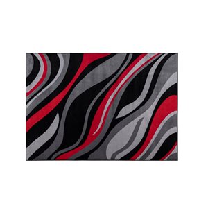 Homedora New Jersey 2-ft x 7-ft Abstract Black/Red Rectangular Modern Runner