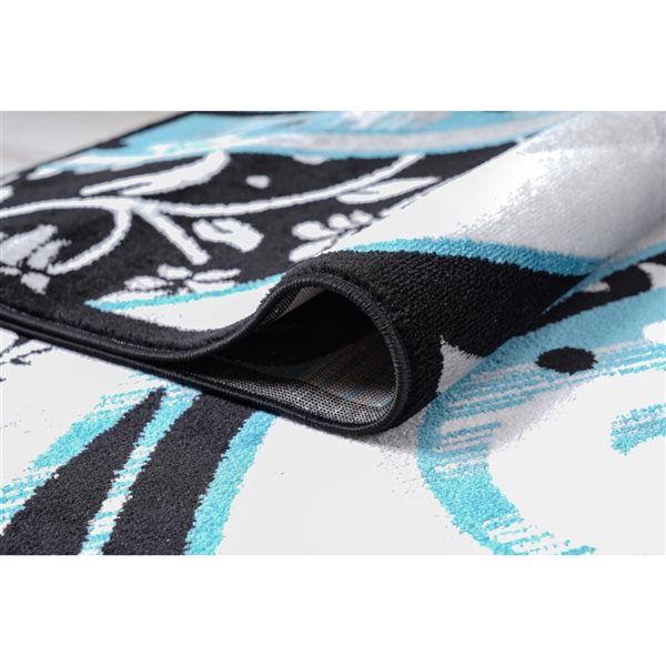 Homedora New Jersey 5-ft x 7-ft Floral Black/Blue Rectangular Modern Area Rug
