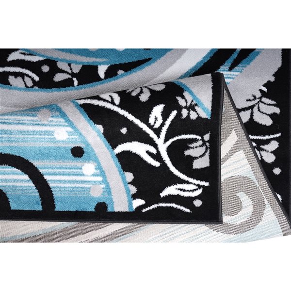 Homedora New Jersey 5-ft x 7-ft Floral Black/Blue Rectangular Modern Area Rug