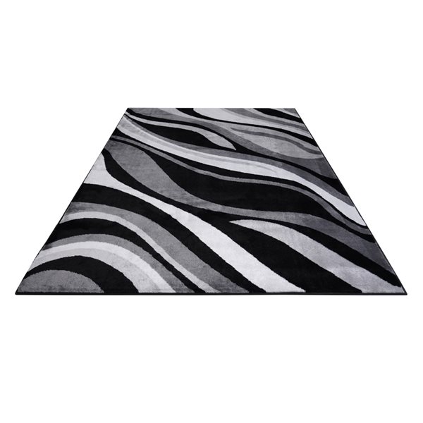 Homedora New Jersey 5ft x 7ft Abstract Black/Grey Rectangular Modern