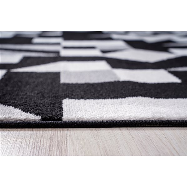 Homedora New Jersey 5-ft x 7-ft Plaid Black/Grey Rectangular Modern Area Rug
