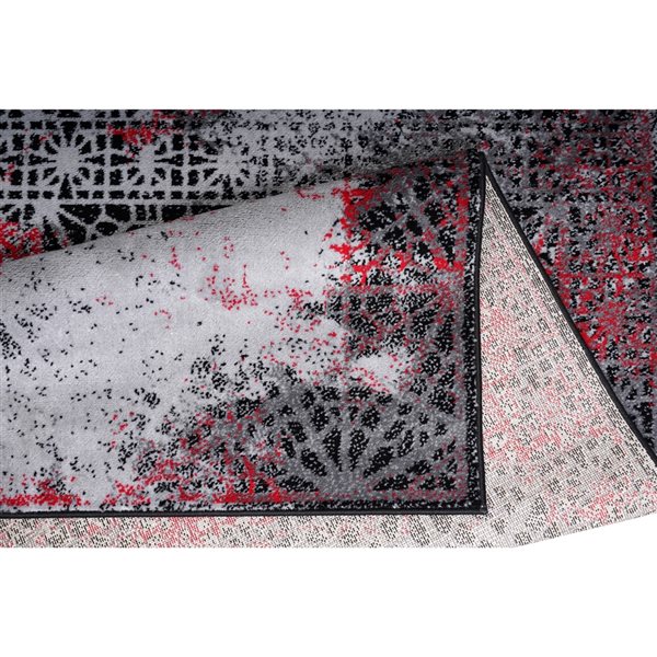 Homedora New Jersey 2-ft x 7-ft Abstract Grey/Red Rectangular Modern Runner