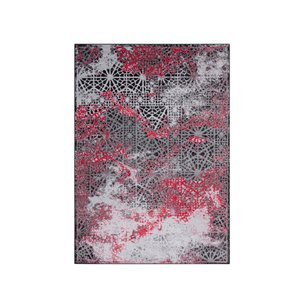 Homedora New Jersey 2-ft x 7-ft Abstract Grey/Red Rectangular Modern Runner