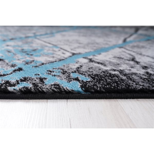 Homedora New Jersey 5-ft x 7-ft Abstract Blue/Black Rectangular Modern Area Rug